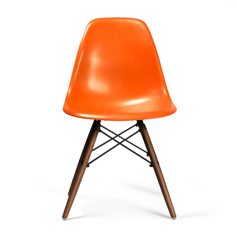 Paris-2 Side Chairs with Walnut Legs (Set of 2) - Orange