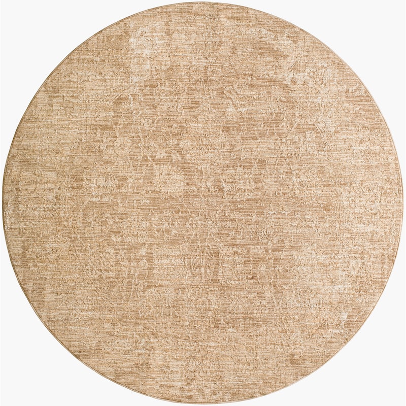 Livabliss Casual Masterpiece Abstract Area Rug - 6'7" x 6'7" Round - Beige
