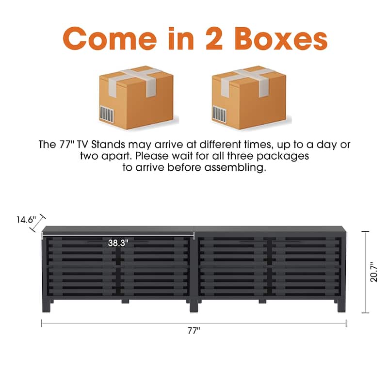 77" Modern Black Storage Media Console TV Stand for TVs up to 85"