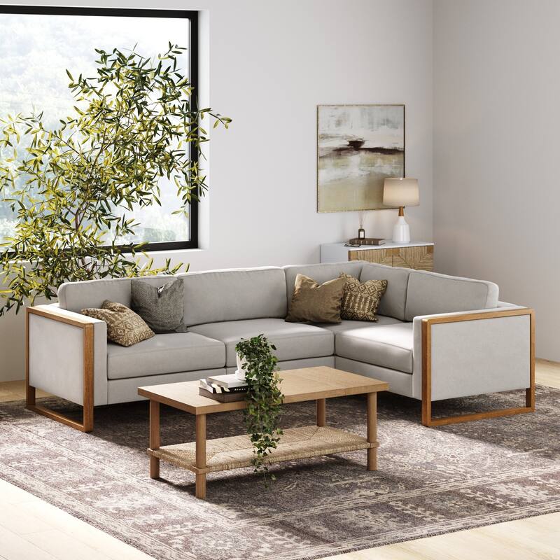 Madison Modern Modular L-Shaped Sectional Sofa with Cushion, Upholstered 4-Seat Corner Sofa or Couch with Solid Wood Legs