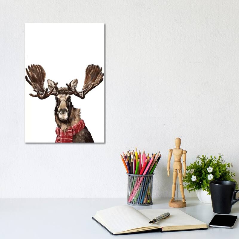 iCanvas "Christmas Moose" by Big Nose Work Canvas Print - 12x8x0.75
