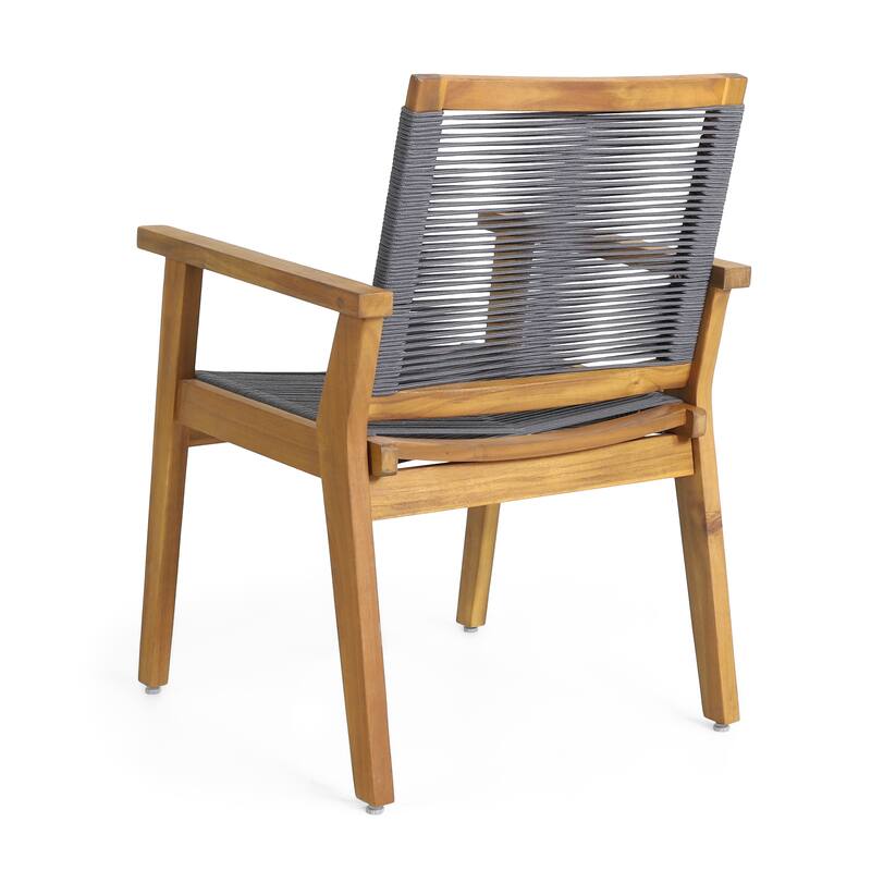 Mcgill Outdoor Acacia Wood Dining Chair with Rope Seating (Set of 2) by Christopher Knight Home - 24.75" W x 26.50" D x 34.75" H