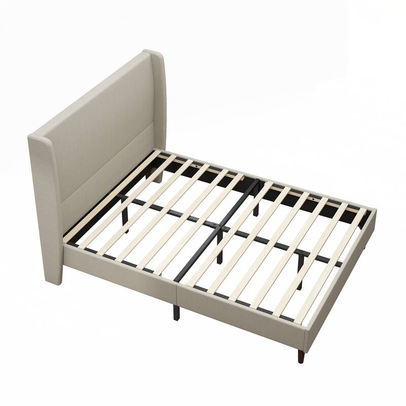 High Headboard Upholstered Platform Bed No Box Spring Needed