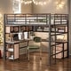 preview thumbnail 18 of 30, Elegant Metal Full Loft Bed with Bookcase, Desk and Cabinet, White