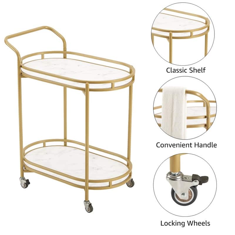 ROSEN GARDEN Metal Round Rolling Bar Cart