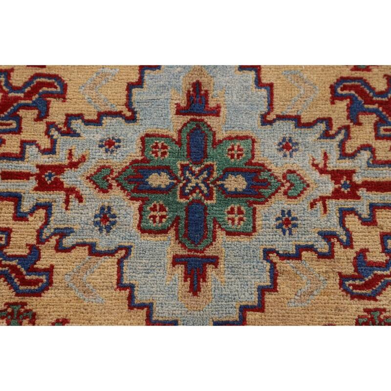 Geometric Kazak Accent Rug Handmade Traditional Wool Carpet - 3'3" x 5'1"