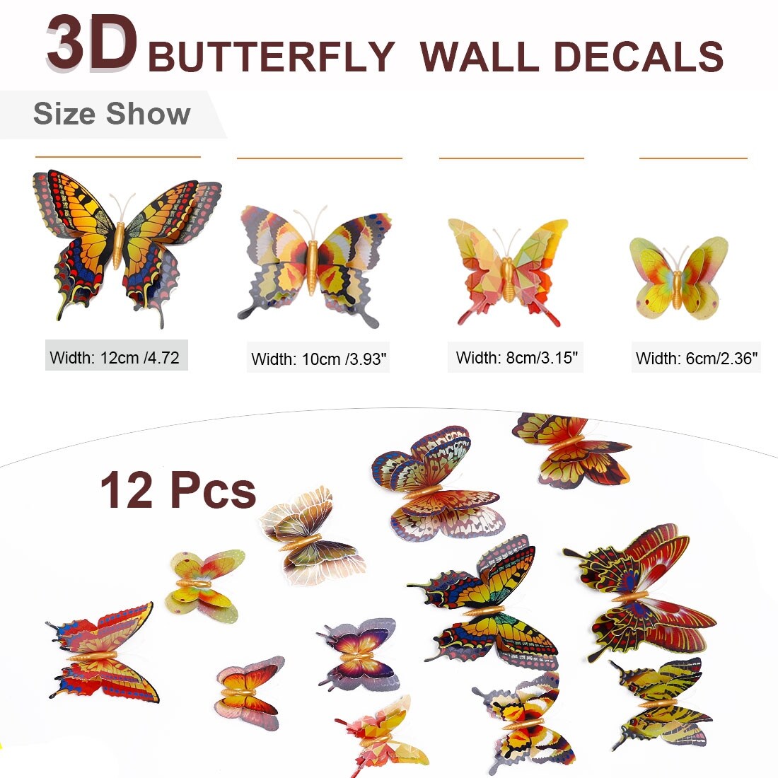 Shop 12pcs 3d Butterfly Wall Sticker Decal Sticker For Wedding
