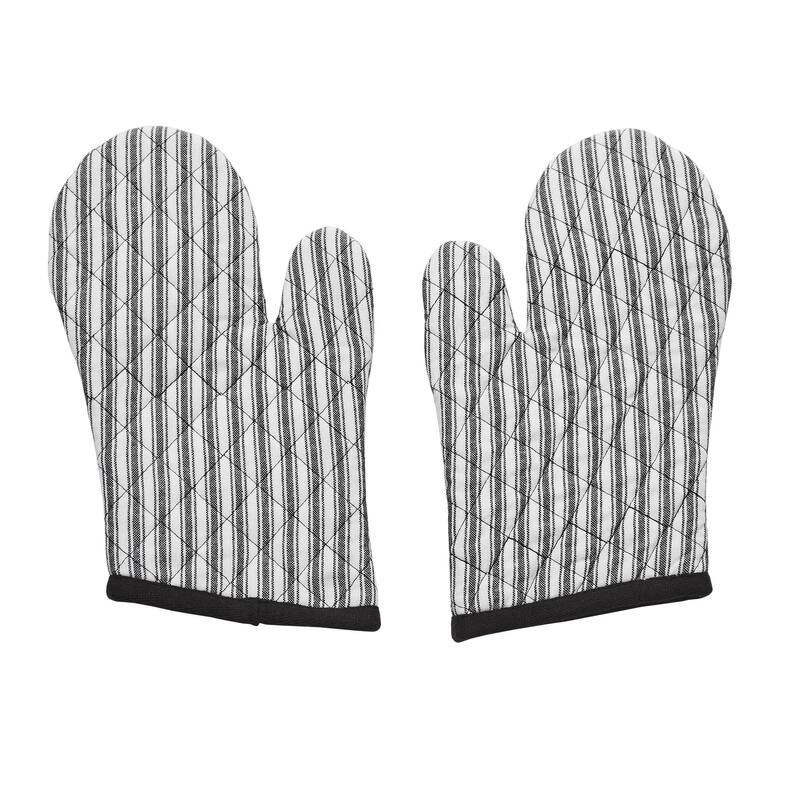 Sawyer Mill Black Ticking Stripe Oven Mitt Set of 2 - 8x8