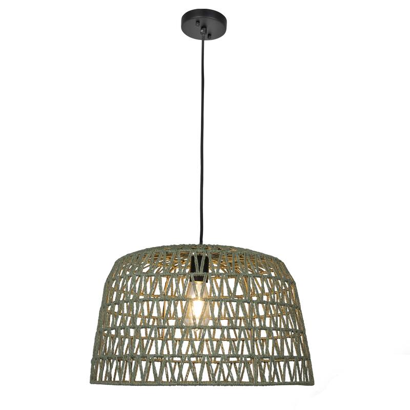 Open Weave Metal and Paper Rope Ceiling Light