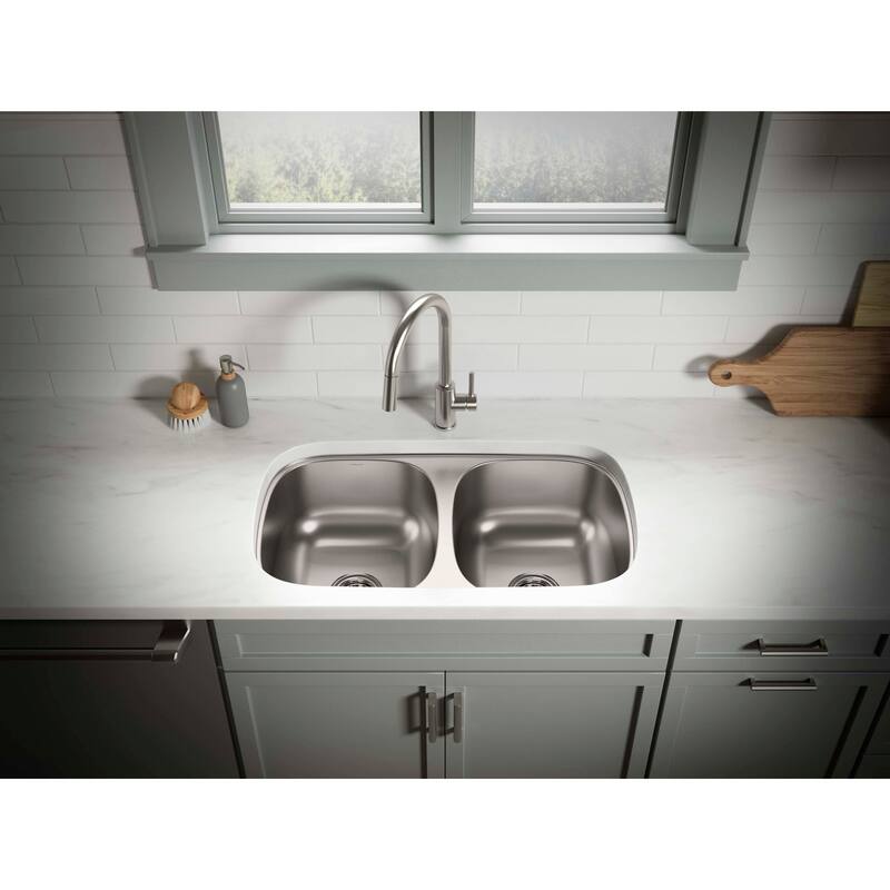 Sterling 36598 Valton 32-1/4" Undermount Double Basin Stainless Steel - Stainless Steel