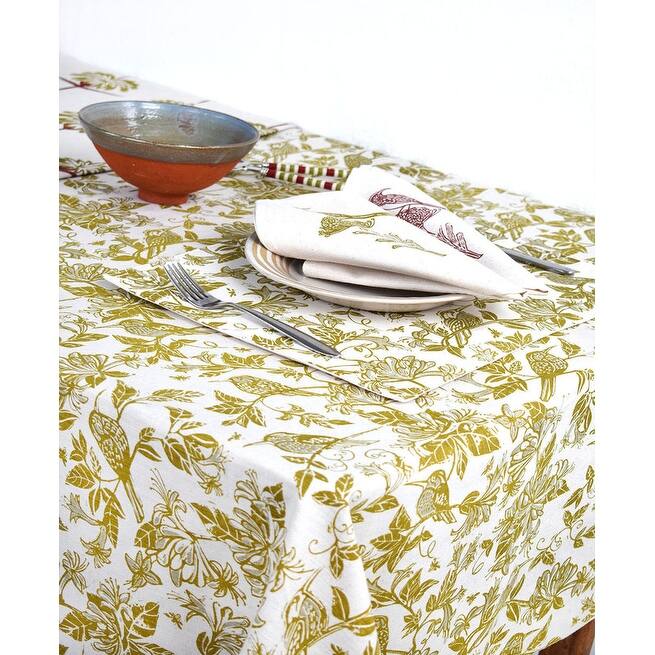 French Home Honeysuckle 59" x 78" Tablecloth - Chartreuse