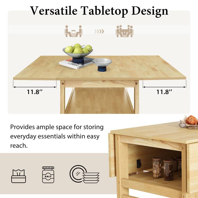 Extendable Dining Table Set for 4 w/Storage Shelf Dining Table