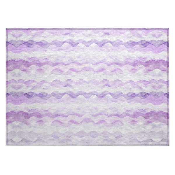 slide 2 of 6, Indoor/ Outdoor Surfside Ombre Wave Washable Rug New Purple - 1'8" x 2'6"