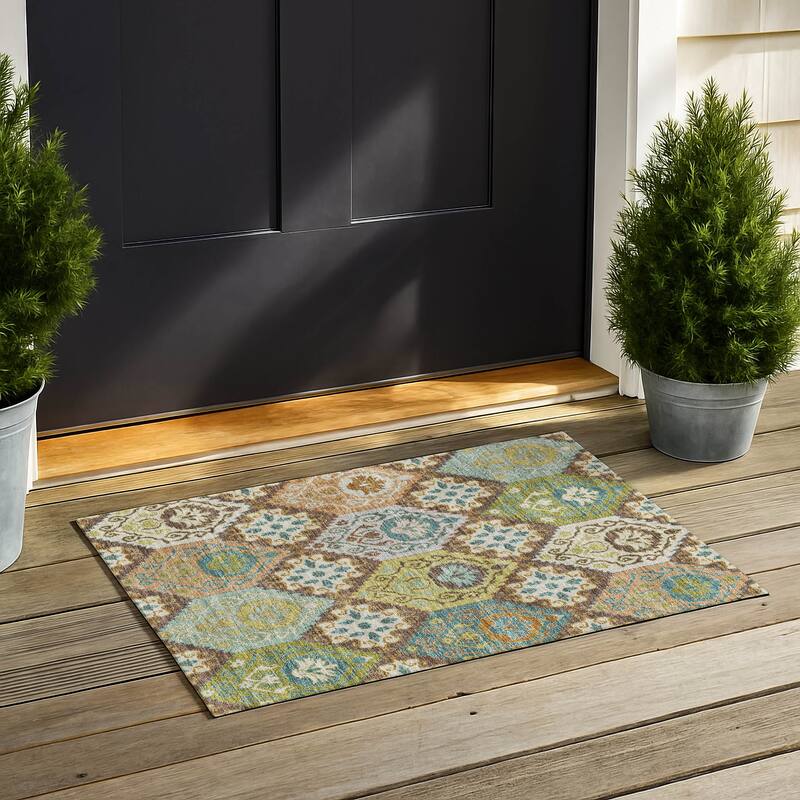 Machine Washable Indoor/ Outdoor Global Bayfield Chantille Rug - Chocolate - 1'8" x 2'6"