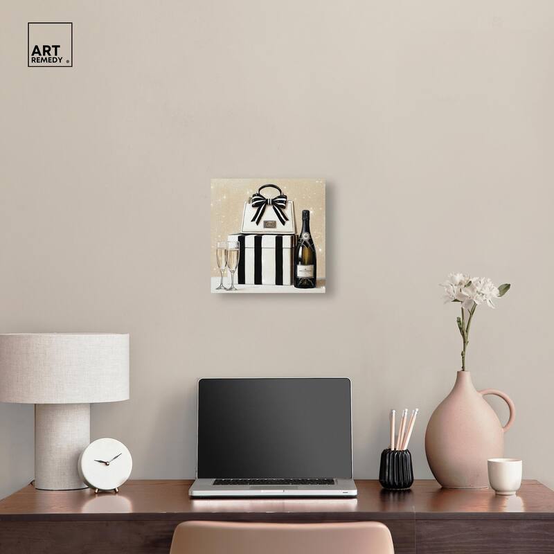Black and White Striped Glam Canvas by Art Remedy, Gallery Wrapped