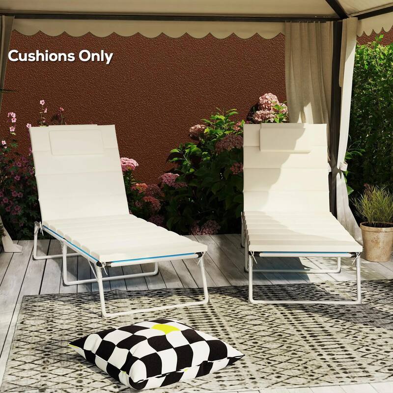 80" x 26" Foldable Lounge Chair Cushions Set of 2, Outdoor UPF50