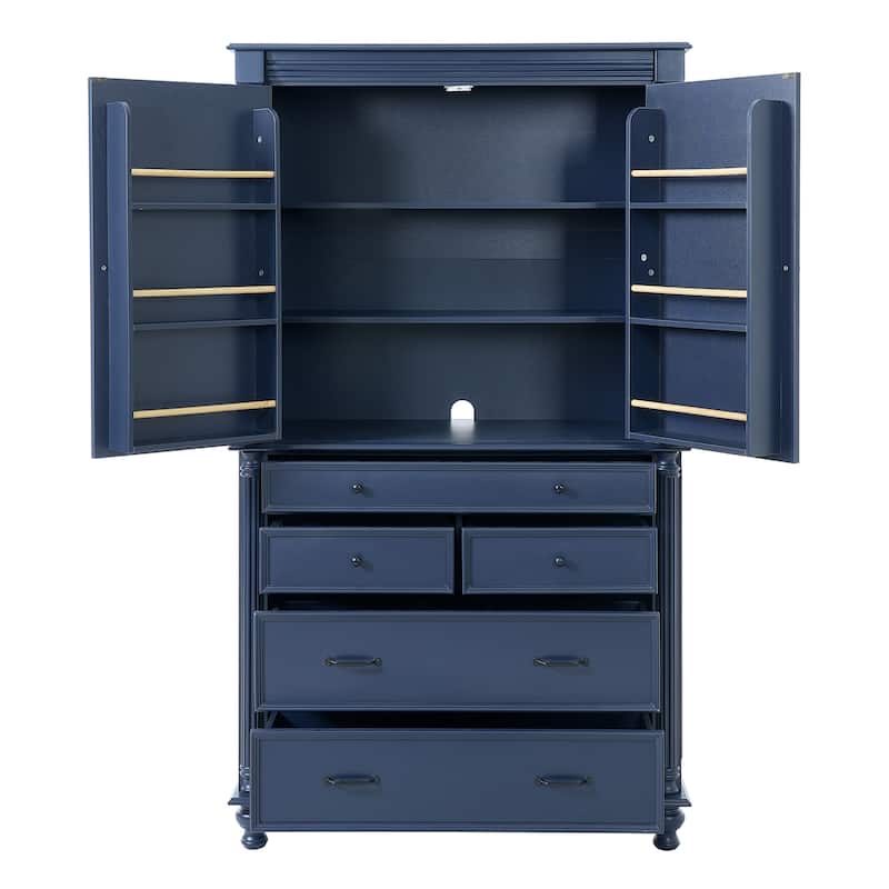 Tall Kitchen Pantry, 77.3"H - Large Storage Cabinet with 5 Drawers, 6 Door Shelves & 2 Adjustable Shelves, Freestanding