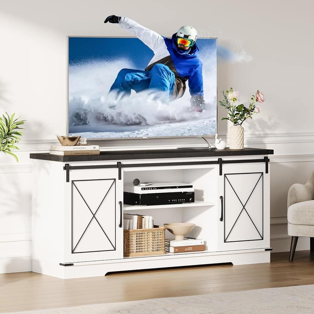 Modern Farmhouse TV Stand and Entertainment Center for TV Up to 65 Inches - N/A