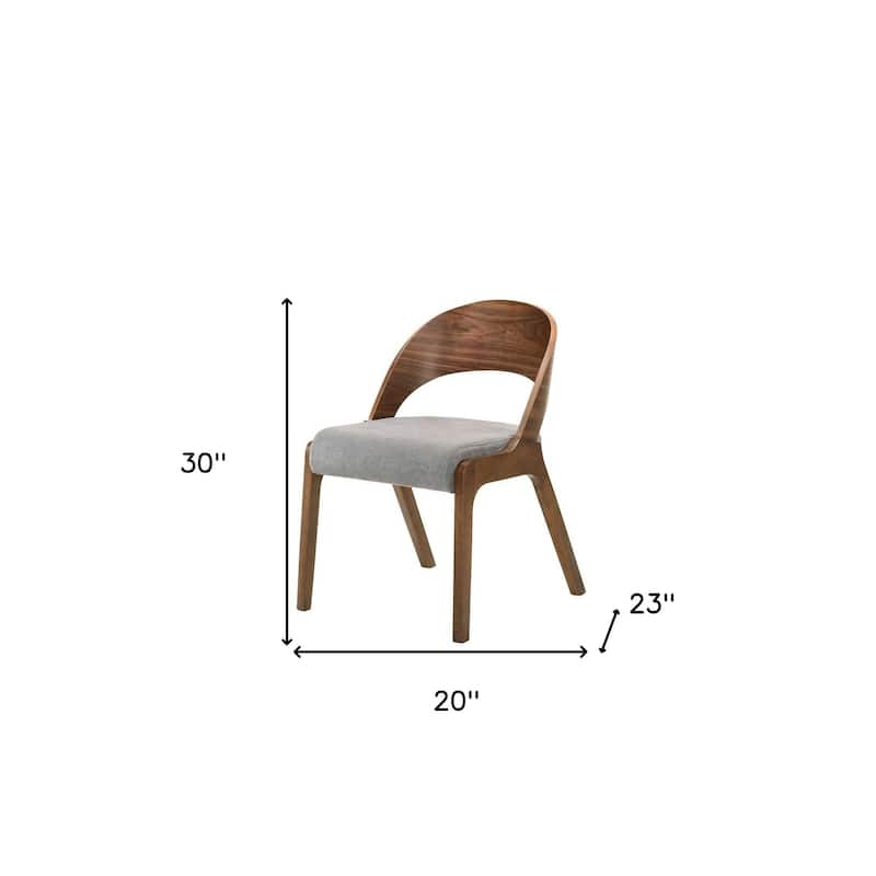 Set of Two Gray Walnut Fabric Modern Dining Chairs