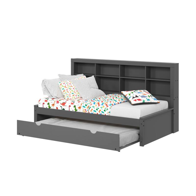 Twin Bookcase Daybed in Dark Grey with optional Trundle or Drawers