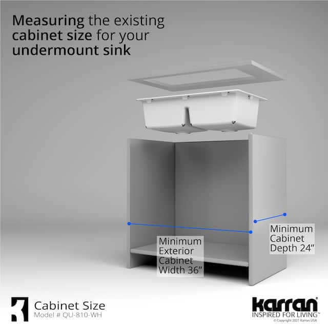 Karran Undermount Double Equal Bowl Quartz Kitchen Sink - 32" x 19.5" x 9" - 32" x 19.5" x 9"