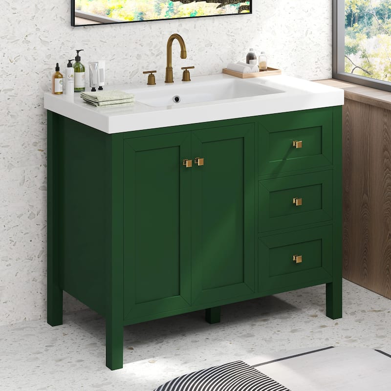 Moasis 36"/42" Bathroom Vanity with Sink Set and 2 Soft-Closing Doors & 3 Drawers