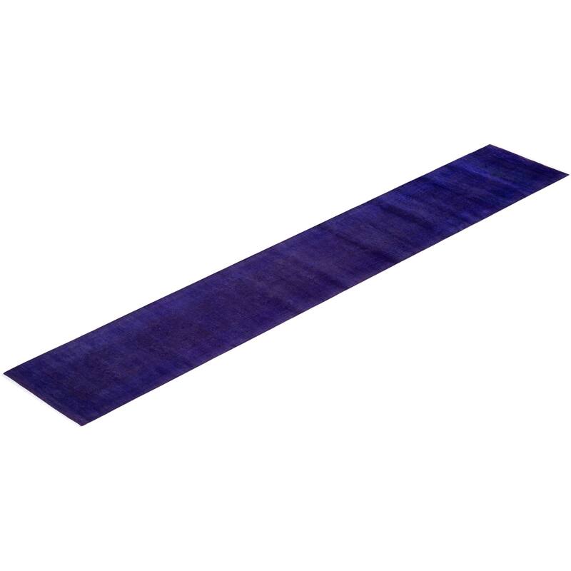Overton Hand Knotted Wool Vintage Inspired Modern Contemporary Overdyed Purple Runner Rug - 2' 8" x 17' 0"
