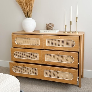 Moasis 6 Drawer Rattan Dresser for Bedroom - Bed Bath & Beyond - 41335856