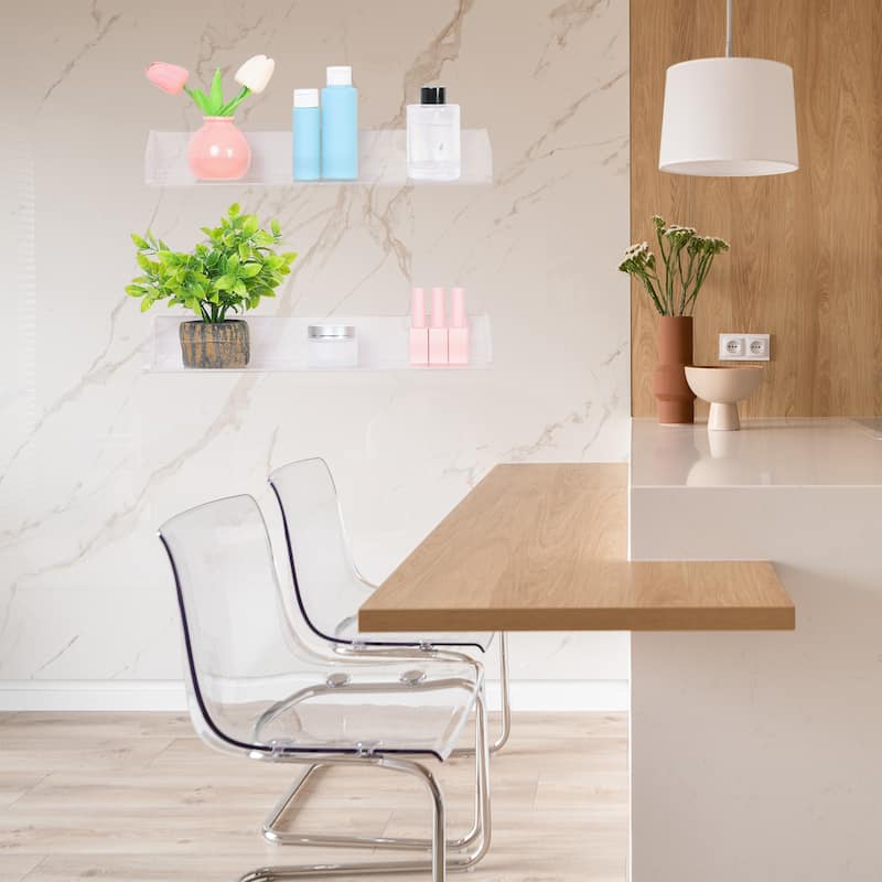 Acrylic Floating Shelves for Wall, Clear Acrylic Shelves for Bathroom Bedroom Living Room and Kitchen Room Decor Clear - 2 Pack