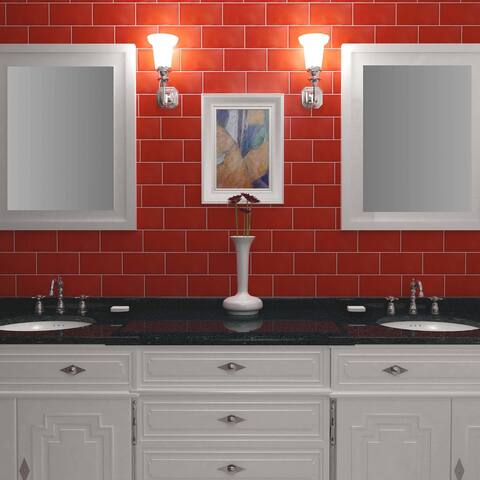 Merola Tile Projectos Bold Red 3.86" x 7.75" Ceramic Subway Floor and Wall Tile