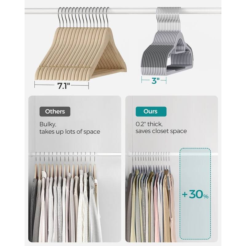Multi-Purpose Clothes Hangers with Anti-Slip Rubber Grips Space-Saving Frame and Hook Rotation