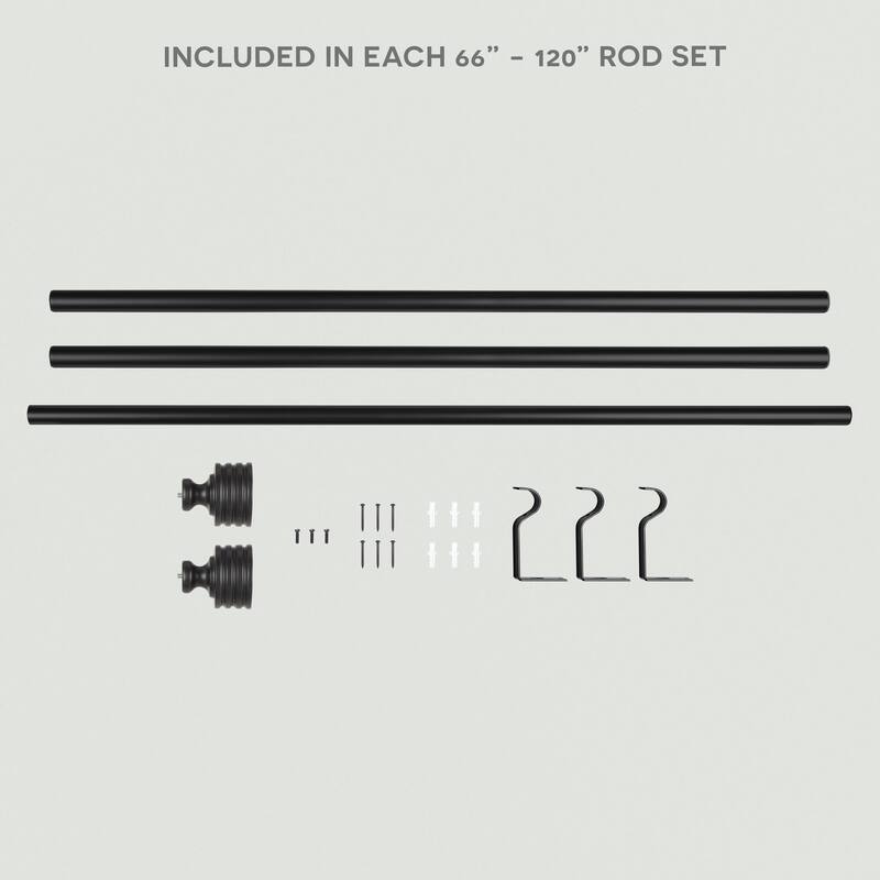 ATI Home Lucero 1" Adjustable Window Curtain Rod and Finial Set