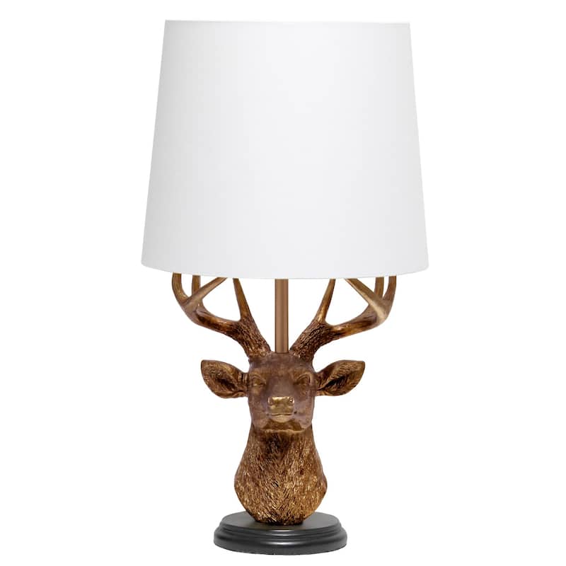 Rustic Antler Deer Table Lamp with Tapered Shade - 17.25" - Bronze and White
