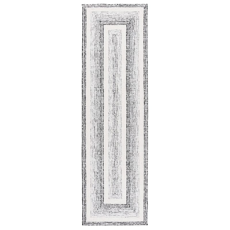 SAFAVIEH Handmade Pine Jodine Modern Wool Rug - 2'3" x 8' Runner - Black/Ivory