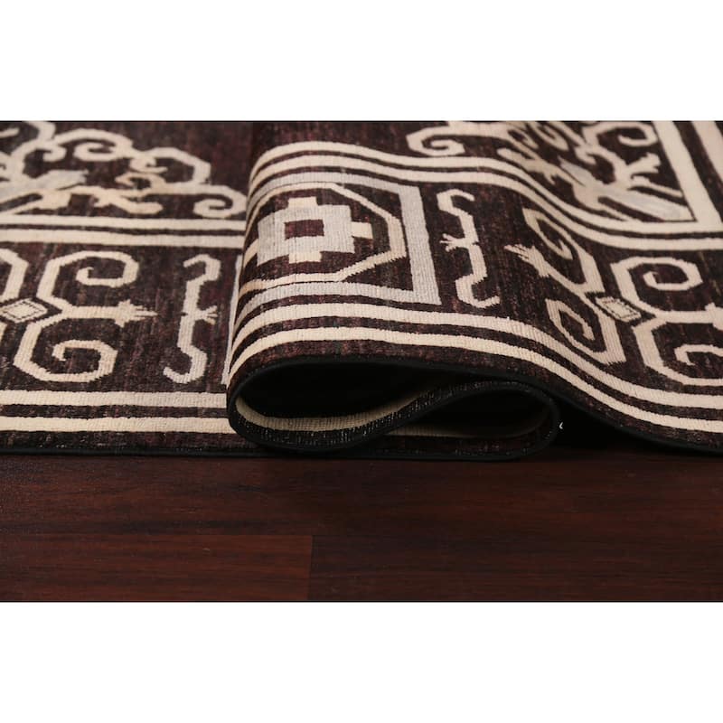 Vegetable Dye Gabbeh Kashkoli Wool Area Rug Hand-knotted Office Carpet - 5'7" x 7'9"