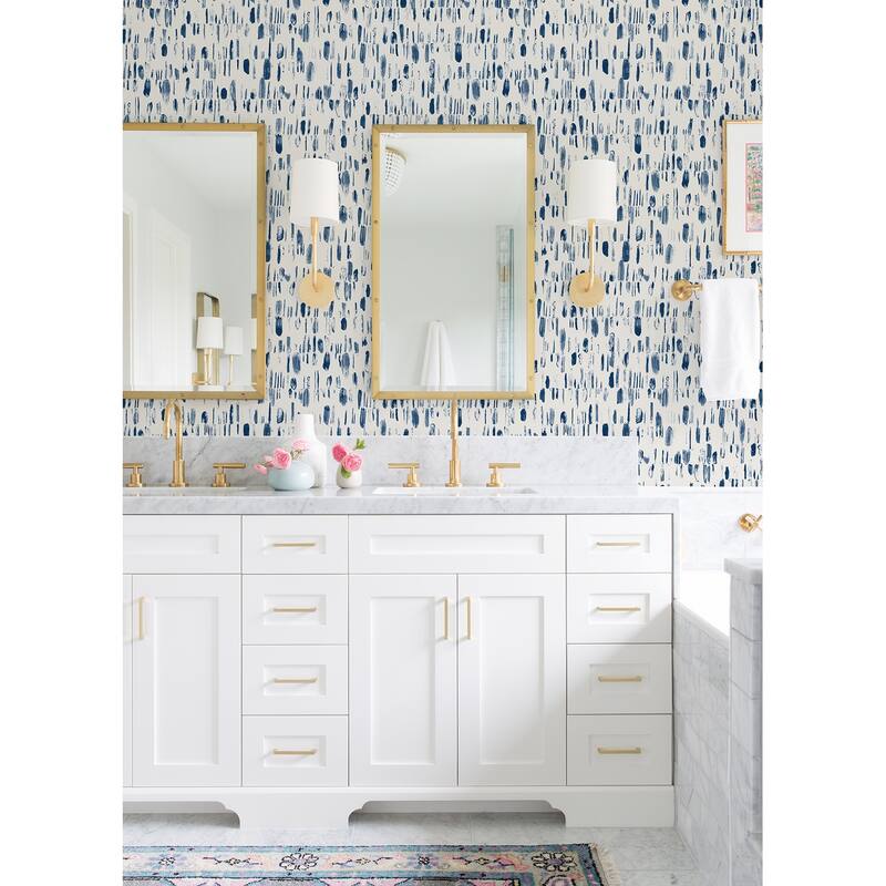 A-Street Prints Dwell Navy Brushstrokes Wallpaper