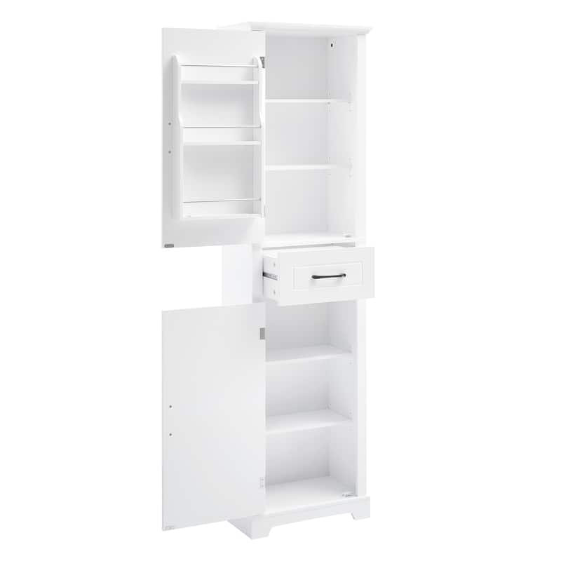GDF Studio - Peter Modern MDF Tall Bathroom Storage Cabinet with Adjustable Shelves and Two Doors