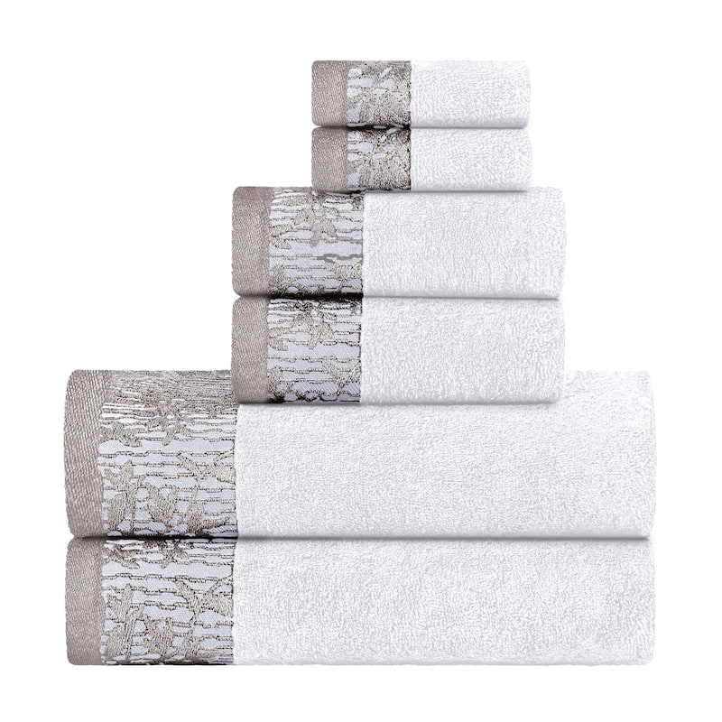 Superior Wisteria Cotton Floral Jacquard 6 Piece Bathroom Towel Set