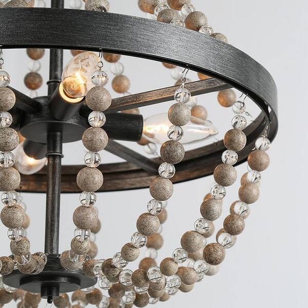Lnc 4 Light Wood Bead Empire Chandeliers Ceiling Lighting Bohemian Hanging W16 1 X H25 4 On Sale Overstock 27744455