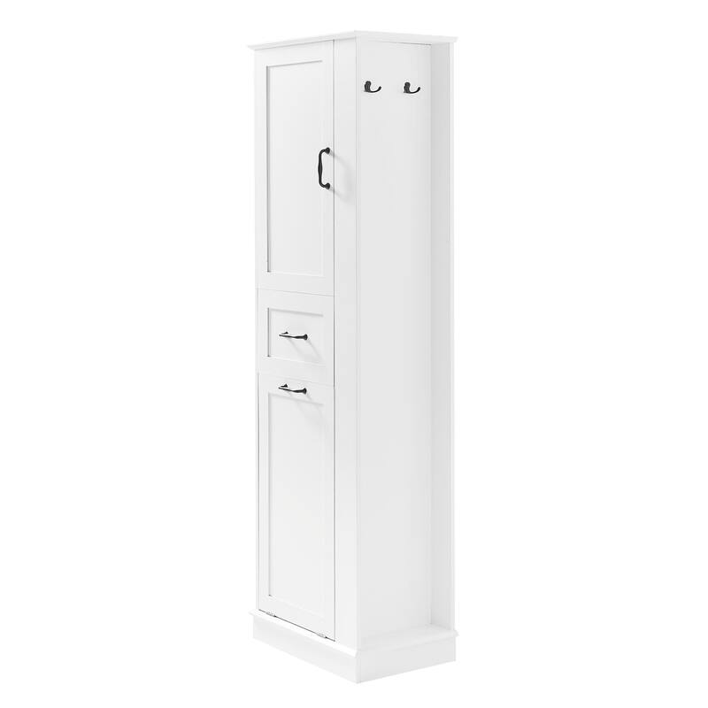 Modern Tall Storage Cabinet with Tilt-Out Compartment and Adjustable Shelves