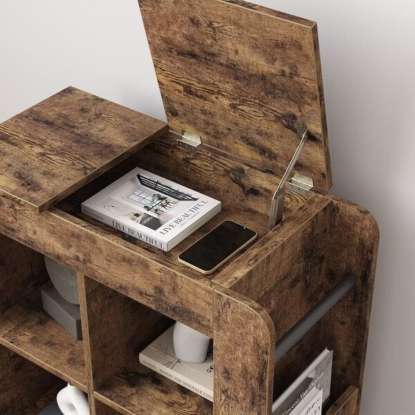 Side Table with Storage, Flip Top End Sofa Table with 3 Tier