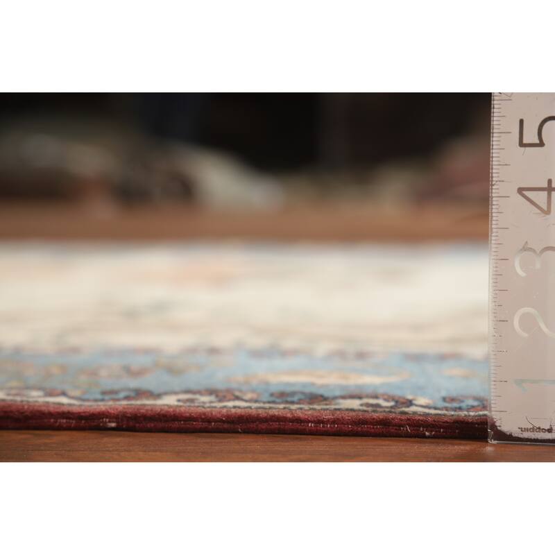 Hand Knotted Oriental 100% Wool Carpet Traditional Pictorial Green Kashan Area Rug - 6' 8'' X 4' 6''