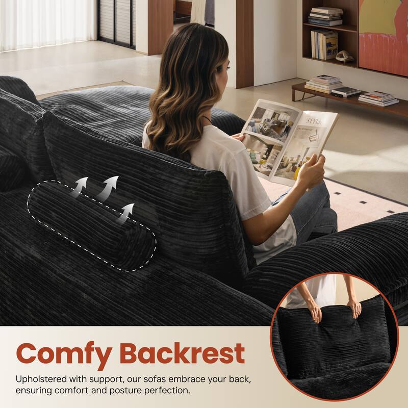 OVIOS L-Shaped Sofa with Dual-Tone Stripe Fabric​