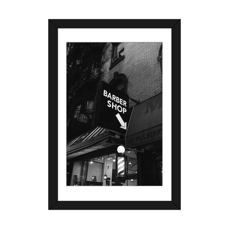 iCanvas "Manhattan Barber Shop" by Bethany Young PFA - Black - 32x24x1