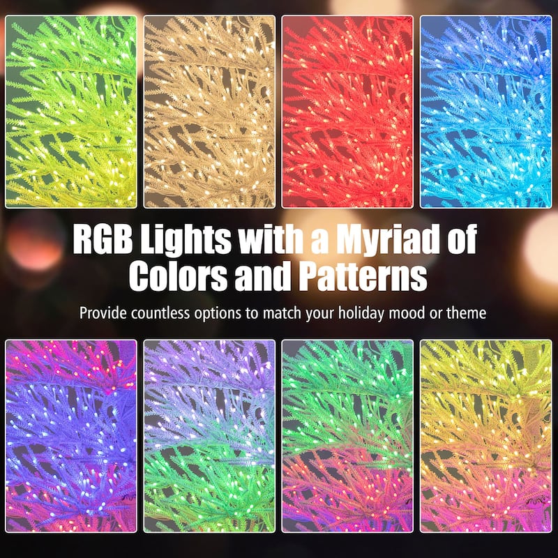 Gymax 7 FT Artificial Xmas Tree Hinged Christmas Tree w/ 820 - Multi - See Details