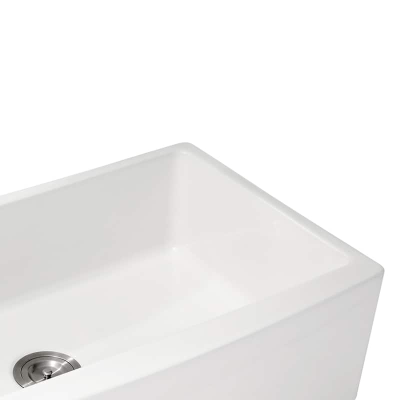 30'' Farmhouse Single Bowl Ceramic Kitchen Sink in White - 30'' x 21'' x 10''