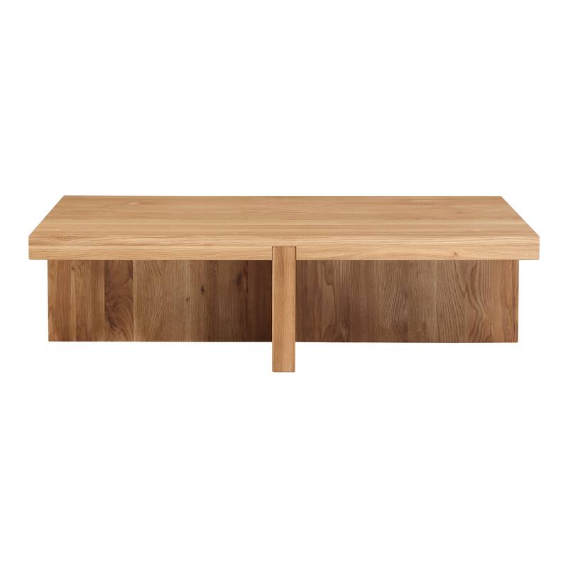Aurelle Home Foane Modern Solid Oak Coffee Table - Natural - Rectangular
