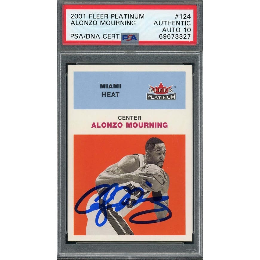 Alonzo Mourning 2001 Fleer Platinum Signed Card #124 Auto Graded PSA 10 - 8'6" x 11'6"