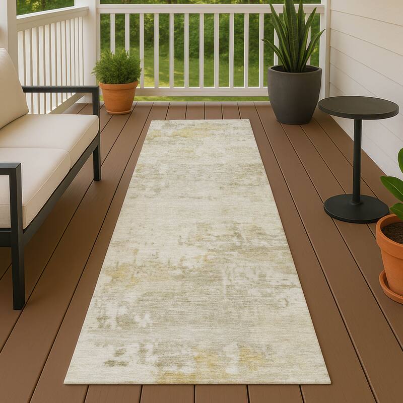 Machine Washable Indoor/ Outdoor Modern Casual Chantille Rug - Putty - 2'3" x 7'6"
