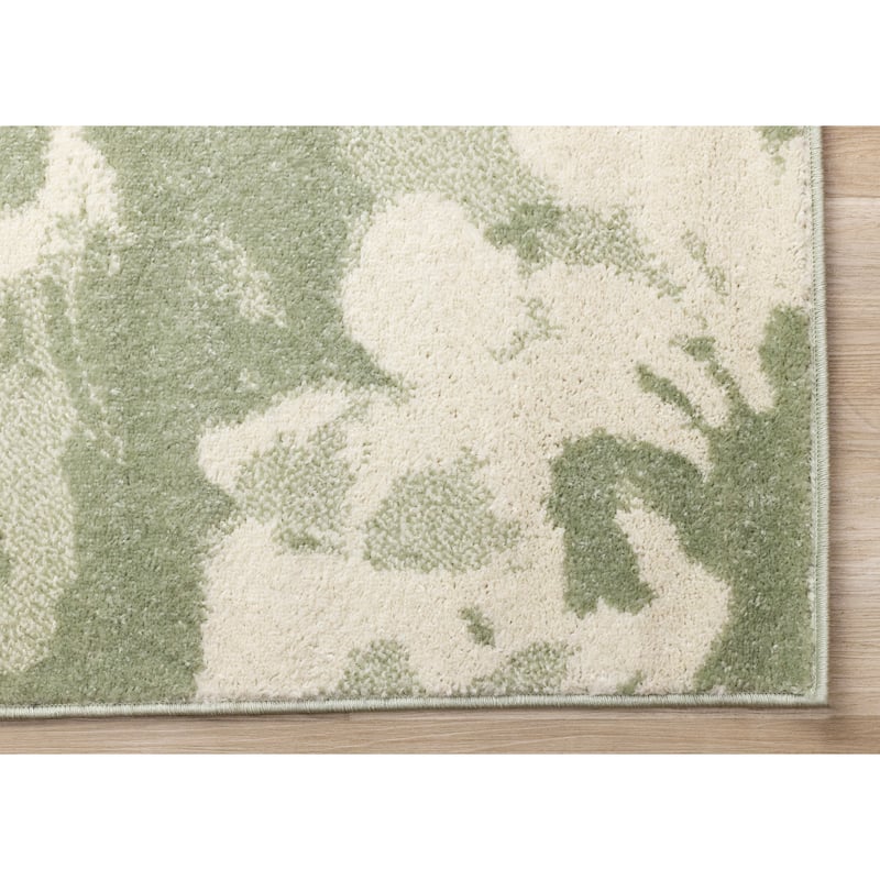 Ellis Collection - Floral Green Cream Area Rug